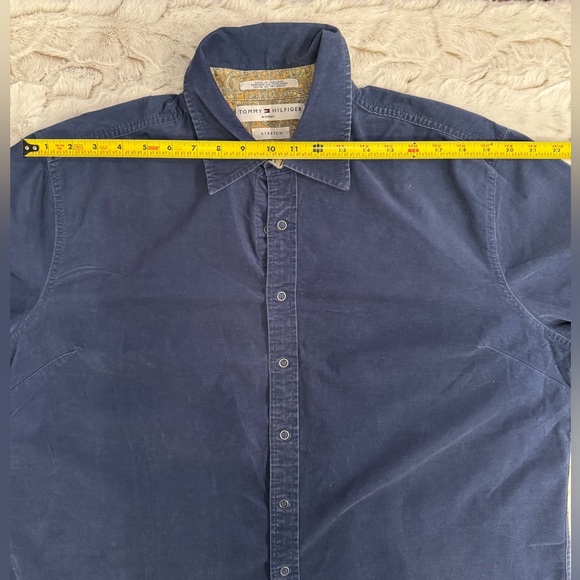 Tommy Hilfiger Navy Blue, Snap Button Down, Velvet Corduroy Shirt- size 2X - Picture 14 of 15